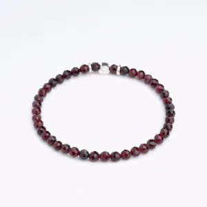 Lal Taşı - 925 Ayar Gümüş Tamtur Bileklik - Garnet