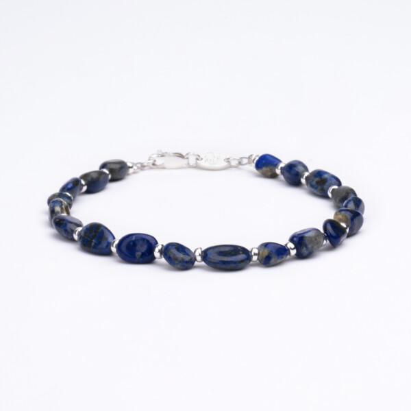 Lapis Taşı - 925 Ayar Gümüş Boncuklu Bileklik - Asimetrik Lapis Taşı - 925 Ayar Gümüş Boncuklu Bileklik - Asimetrik