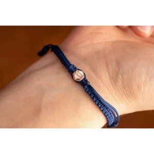 Makrome-Tibet Örgü 925 Gümüş Lacivert Renk Bileklik PB23740