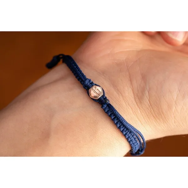 Makrome-Tibet Örgü 925 Gümüş Lacivert Renk Bileklik PB23740