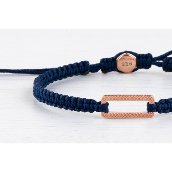 Makrome-Tibet Örgü 925 Gümüş Lacivert Renk Bileklik PB23740