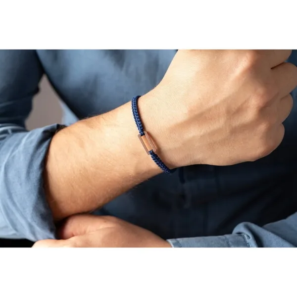 Makrome-Tibet Örgü 925 Gümüş Lacivert Renk Bileklik PB23740