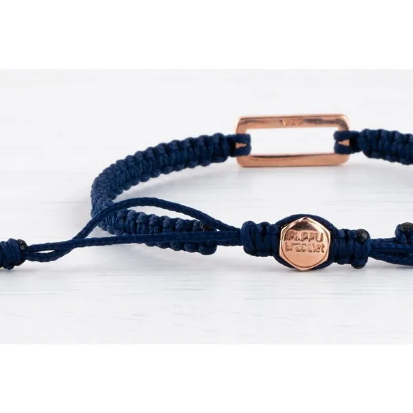 Makrome-Tibet Örgü 925 Gümüş Lacivert Renk Bileklik PB23740