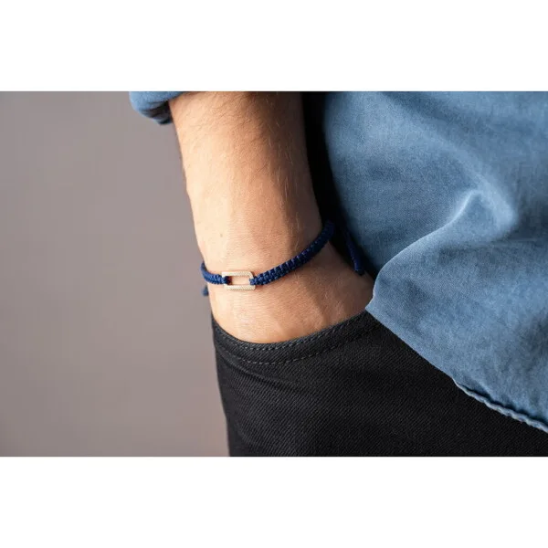 Makrome-Tibet Örgü 925 Gümüş Lacivert Renk Bileklik