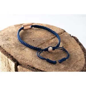 Makrome-Tibet Örgü 925 Gümüş Lacivert Renk Bileklik