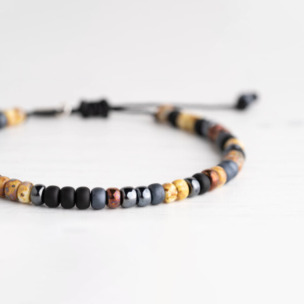 Miyuki Boncuklu Asansörlü Bileklik, Bronz ve Renkli Detaylar