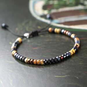 Miyuki Boncuklu Asansörlü Bileklik, Bronz ve Renkli Detaylar