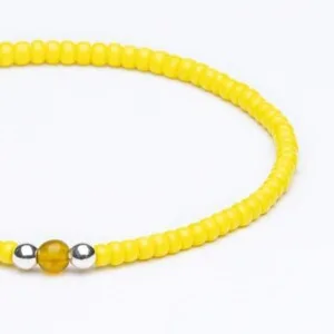 Miyuki + Gümüş + Doğal Taş Sarı Unisex Bileklik