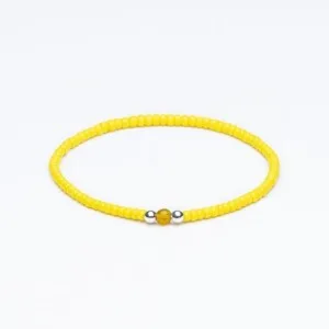 Miyuki + Gümüş + Doğal Taş Sarı Unisex Bileklik