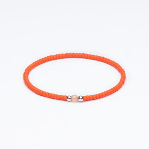 Miyuki + Gümüş + Doğal Taş Turuncu Unisex Bileklik
