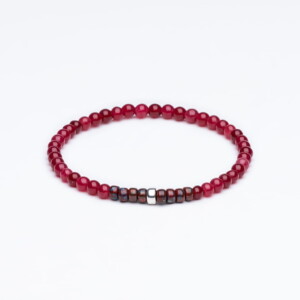 Miyuki + Gümüş + Doğal Taş Vişne Çürüğü Jade Unisex Bileklik