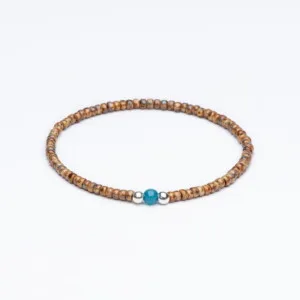 Miyuki + Gümüş + Doğal Taş Kehribar Sarı Unisex Bileklik