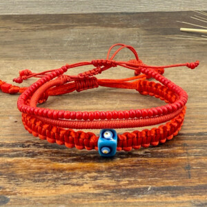 Nazar Boncuklu Örgü Bileklik - Kırmızı Miyuki 3'lü Set Bileklik - Aşk