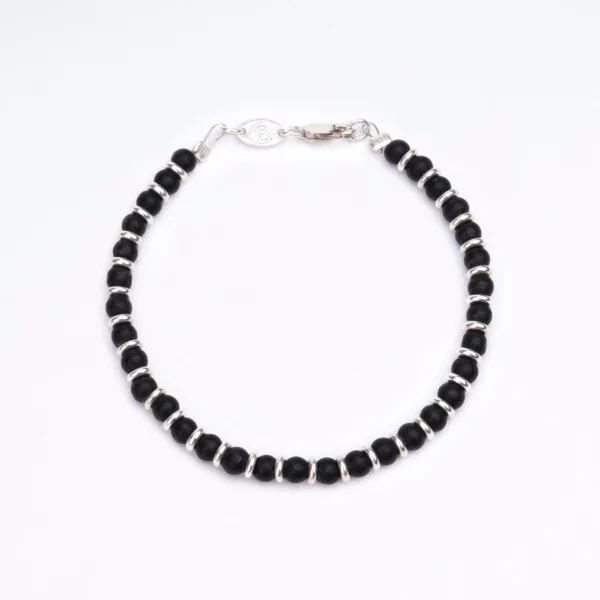 Oniks Taşı - 925 Ayar Gümüş Bileklik - Gece