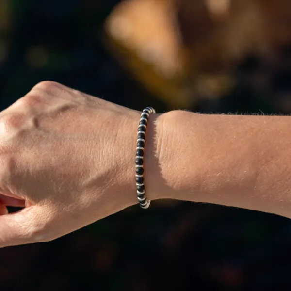 Oniks Taşı - 925 Ayar Gümüş Bileklik - Gece