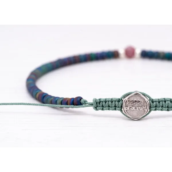 Petrol Mavi Miyuki-Gümüş-Kök Yakut Taşı Bileklik