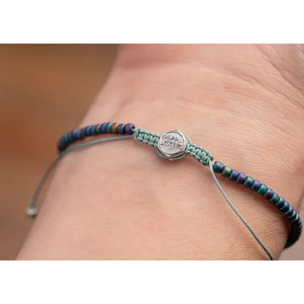 Petrol Mavi Miyuki-Gümüş-Kök Yakut Taşı Bileklik