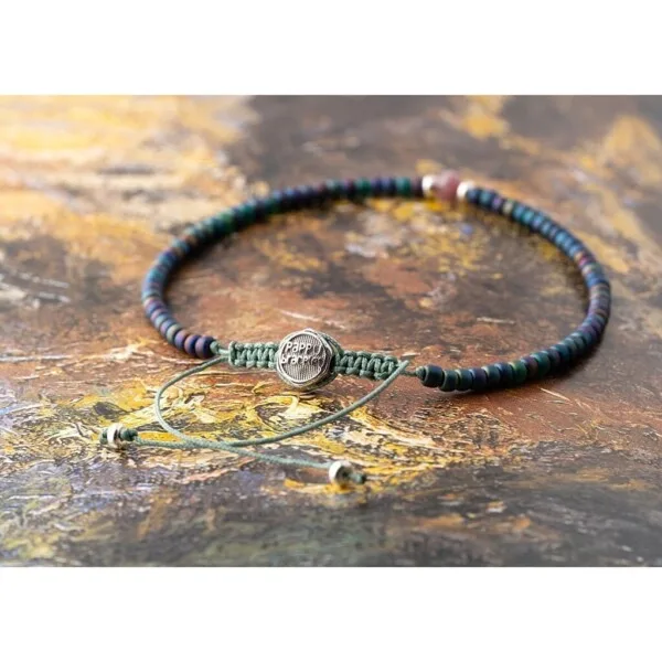 Petrol Mavi Miyuki-Gümüş-Kök Yakut Taşı Bileklik