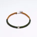 925 Gümüş ve Makrome Detaylı - Yeşil Miyuki Boncuklu Bileklik