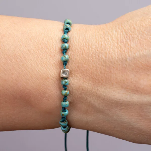 Picasso Turkuaz Miyuki Boncuklu - 925 Gümüş Bileklik - Düğüm