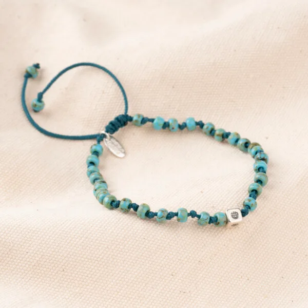 Picasso Turkuaz Miyuki Boncuklu - 925 Gümüş Bileklik - Düğüm