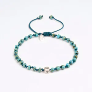 Picasso Turkuaz Miyuki Boncuklu - 925 Gümüş Bileklik - Düğüm