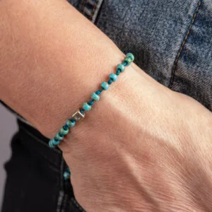 Picasso Turkuaz Miyuki Boncuklu - 925 Gümüş Bileklik - Düğüm