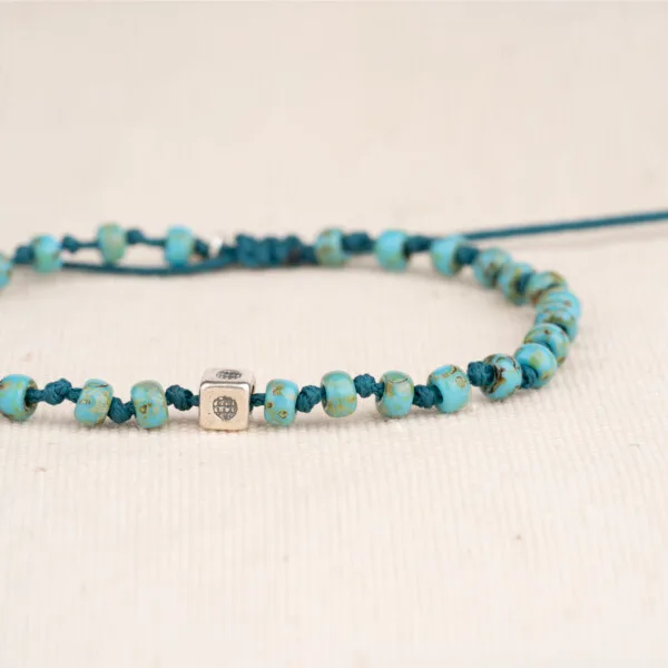 Picasso Turkuaz Miyuki Boncuklu - 925 Gümüş Bileklik - Düğüm