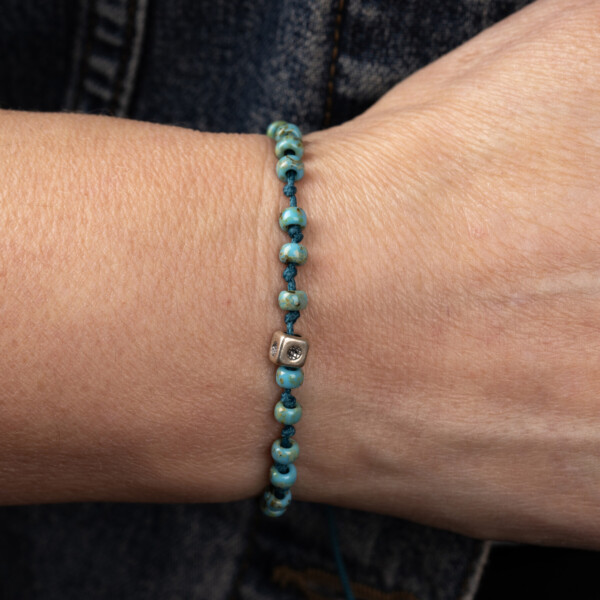 Picasso Turkuaz Miyuki Boncuklu - 925 Gümüş Bileklik - Düğüm