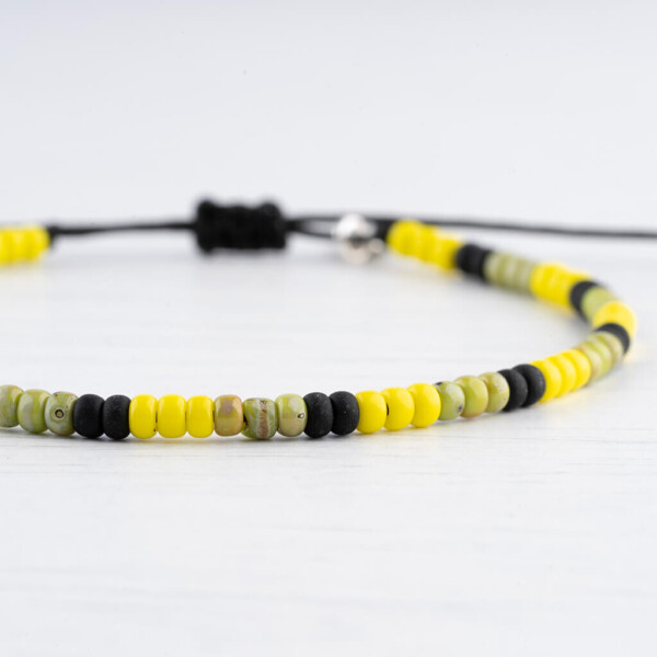 Renkli Miyuki 925 Gümüş Siyah Paraşüt İpli Bileklik