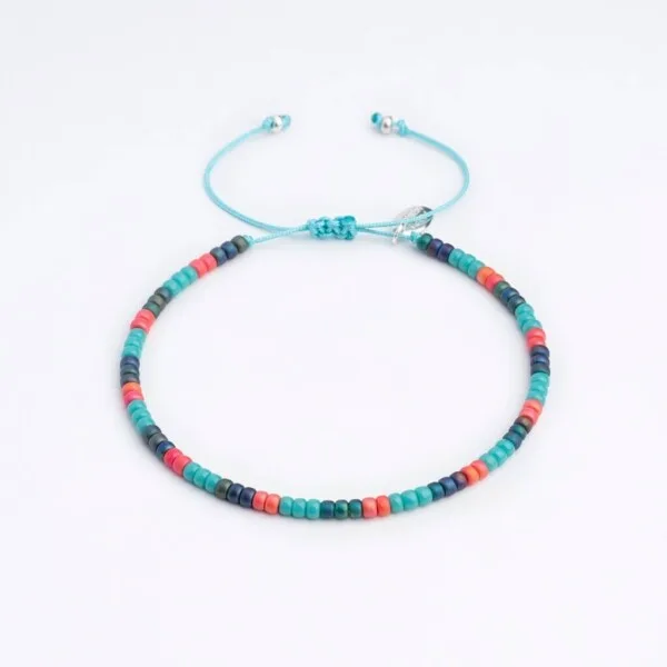 Renkli Miyuki 925 Gümüş Mint Mavi Paraşüt İpli Bileklik