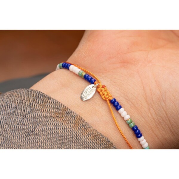 Renkli Miyuki 925 Gümüş Turuncu Paraşüt İpli Bileklik