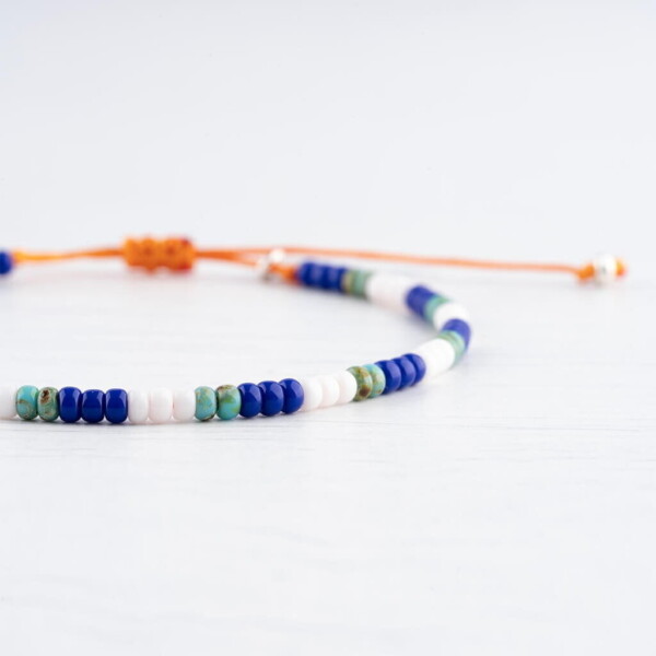 Renkli Miyuki 925 Gümüş Turuncu Paraşüt İpli Bileklik