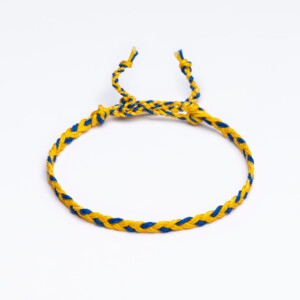 Sarı lacivert paraşüt ipli örgü bileklik Sharadamba temalı saç örgü bağlamalı kapama