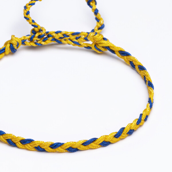 Sarı lacivert paraşüt ipli örgü bileklik Sharadamba temalı saç örgü bağlamalı kapama