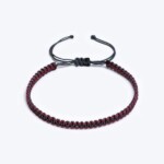 Sarmal Makrome Örgü Bordo - Gri Paraşüt İpli Unisex Bileklik