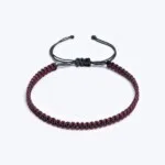 Sarmal Makrome Örgü Bordo - Gri Paraşüt İpli Unisex Bileklik