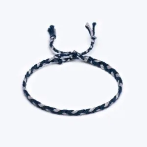 Sharadamba Gri / Petrol Mavisi Koton İpli Unisex Bileklik