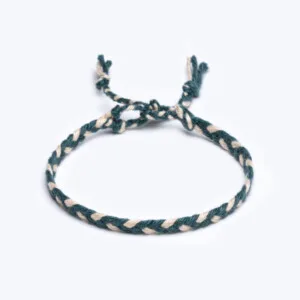 Sharadamba Krem - Petrol Yeşili Koton İpli Unisex Bileklik