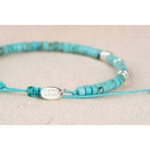 Turkuaz Doğal Taş - 925 Ayar Gümüşle Asansörlü Bileklik PB24818