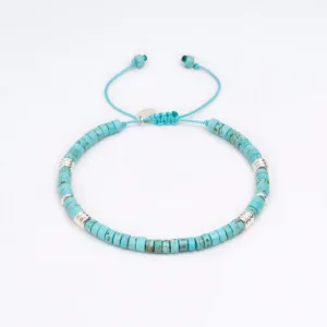 Turkuaz Doğal Taş - 925 Ayar Gümüşle Asansörlü Bileklik PB24818