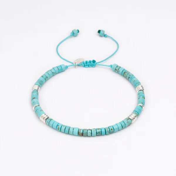 Turkuaz Doğal Taş – 925 Ayar Gümüşle Asansörlü Bileklik PB24818 Turkuaz Doğal Taş - 925 Ayar Gümüşle Asansörlü Bileklik PB24818