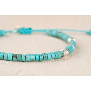 Turkuaz Doğal Taş - 925 Ayar Gümüşle Asansörlü Bileklik PB24818