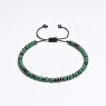 Turkuaz - Hematit Doğal Taş Yeşil Unisex Paraşüt Bileklik