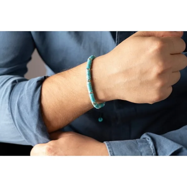 Turkuaz Taşı - 925 Gümüş - Paraşüt İpi Yosun Yeşili Bileklik