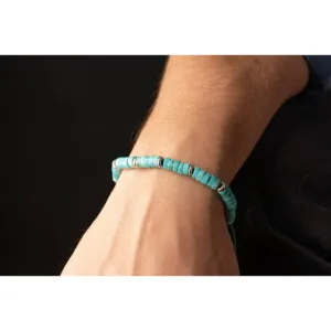 Turkuaz Taşı - 925 Gümüş - Paraşüt İpi Yosun Yeşili Bileklik