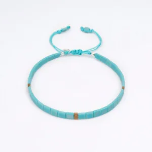 Turkuaz ve Sarı Tila Kesim Miyuki - 925 Gümüş Asansörlü Bileklik PB24824