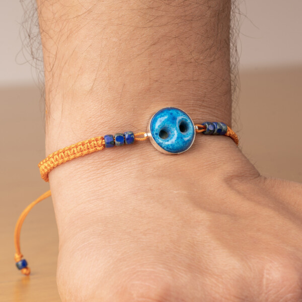 Turuncu Makrome Örgülü - Süryani Nazarlığı Bileklik - Günbatımı