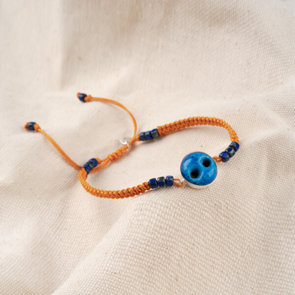 Turuncu Makrome Örgülü - Süryani Nazarlığı Bileklik - Günbatımı