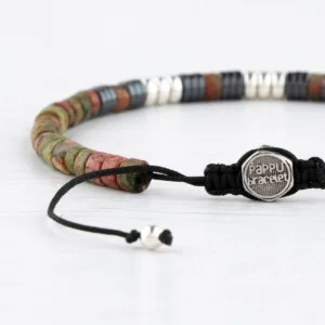 Unakit – Hematit Taşı – 925 Ayar Gümüş Bileklik – Rondela